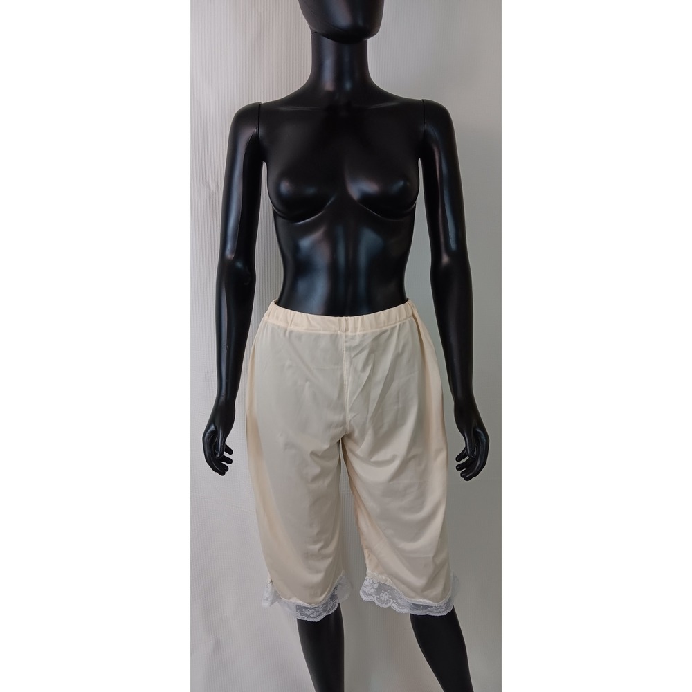 Handmade Upcycled Ivory Nylon Tricot Bloomers Lace Trim Pettipants Small